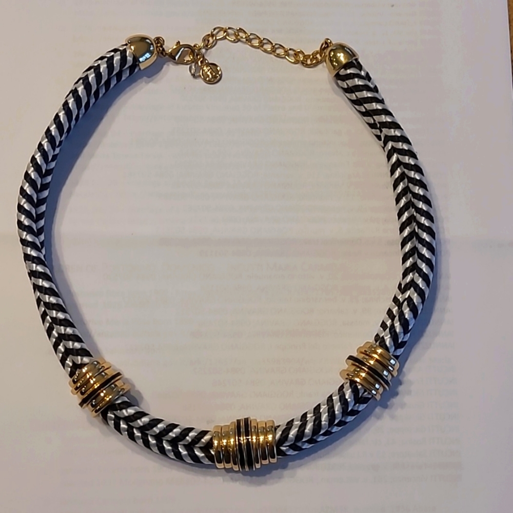 Necklace navy blue and white